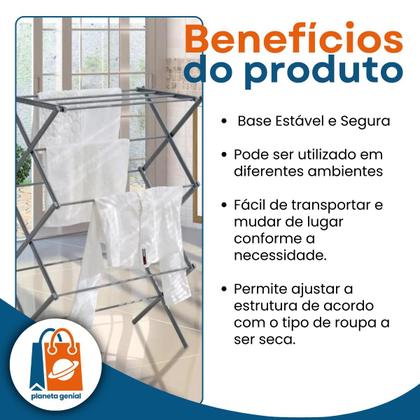 Imagem de Varal Vertical Retrátil de Chão Dobrável Compacto Portátil Ideal Apartamentos Lavanderias Varandas