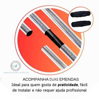 Imagem de Varão Cromado 3m 28mm Grosso Para Cortinas Elegantes e Modernas