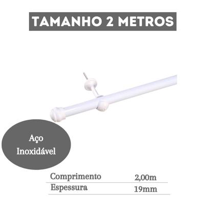 Imagem de Varão De Cortina 2 Metros 19mm Suporte Kit Completo Instalação