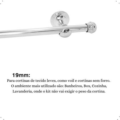 Imagem de Varão de cortina cromado 2,0mts 19mm Aluminio