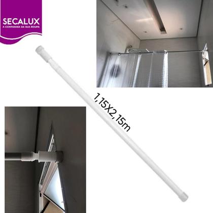 Imagem de Varão Extensível Bastão Ajustável Porta Cortina Box Banheiro 1,15 até 2,15m