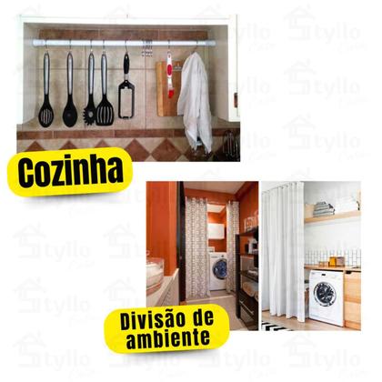 Imagem de Varão Extensível Para Cortina de Banheiro em Aço Inox 70cm até 120cm