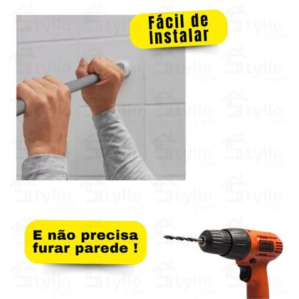 Imagem de Varão Extensível Para Cortina de Banheiro em Aço Inox 70cm até 120cm