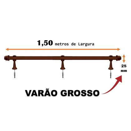 Imagem de Varão Grosso 1,50 Metros Bastão Cortina 28 mm Varias Cores