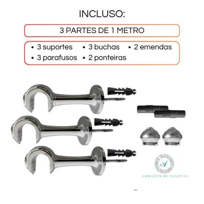 Imagem de Varão Para Cortinas 28mm Cromado 3m Qualidade e Design