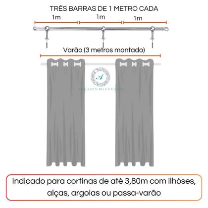 Imagem de Varão Para Cortinas 28mm Cromado 3m Qualidade e Design