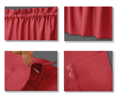 Imagem de Vargottam Valance de Algodão Liso, Cortina Decorativa com Bolso para Vara em Janelas de Cozinha - Vargottam