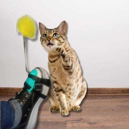 Imagem de Varinha Cat Pena Gato Brinquedo Interativo Vara Divertida Pé