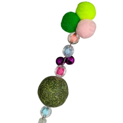 Imagem de Varinha de gato Brinquedo interativo para Pet com Miçangas Sino catnip bola colorido