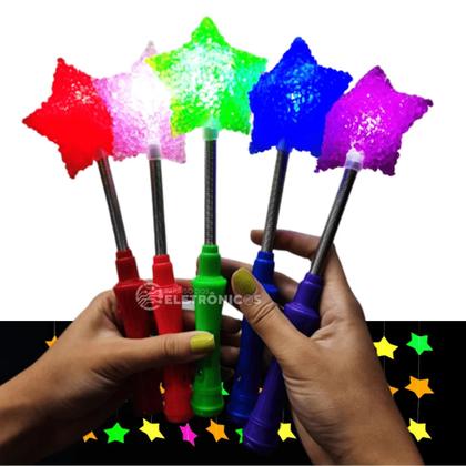 Imagem de Varinha Mágica LED Estrela Coloridos Brilhante Pisca Para Festa Criança Vermelho - OK016ESVM