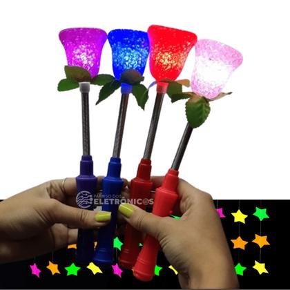 Imagem de Varinha Mágica LED Flor Coloridos Brilhante Pisca Para Festa Criança Vermelho - OK016FLVM