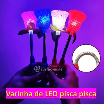 Imagem de Varinha Mágica LED Flor (Rosa) Coloridos Brilhante Pisca Para Festa Criança Presente Azul OK016FLAZ