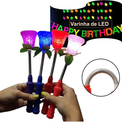 Imagem de Varinha Mágica LED Flor (Rosa) Coloridos Brilhante Pisca Para Festa Criança Presente Azul OK016FLAZ