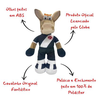 Imagem de Vasco Da Gama Pelúcia Cavalinho Do Fantástico Original  CKS Toys  Licenciado Presente Torcedor Vascaíno
