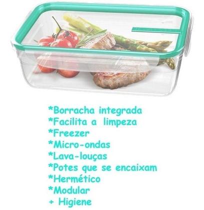 Imagem de Vasilhas Plásticas Com Tampa Conjunto 3 Potes Herméticos