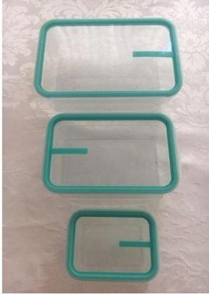 Imagem de Vasilhas Plásticas Com Tampa Conjunto 3 Potes Herméticos