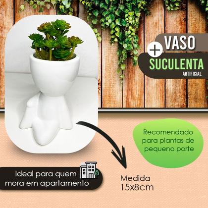 Imagem de Vasinho Porcelana Bob + Suculenta Kit C/ 2 Pçs P/ Decoração