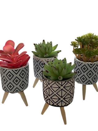 Imagem de Vasinhos Cachepot Decorativo De Cimento MDF C/ Pés P/ Cactos