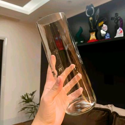 Imagem de Vaso 21cm de vidro para flores - transparente  para decoração - decore sua casa com  suporte para vela