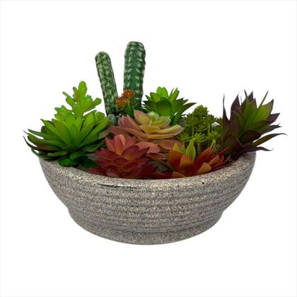 Imagem de Vaso Bacia De Polietileno Concha Riscado Cachepot Planta Suculentas com Prato - N.9 - Diam. 250 X 90 mm