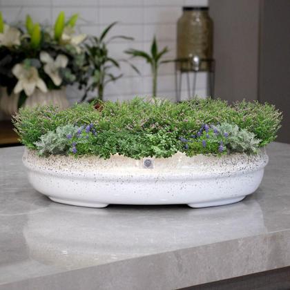 Imagem de Vaso Bacia Decorativo Osaka Branco Gold Vietnamita 11,5X44X36cm