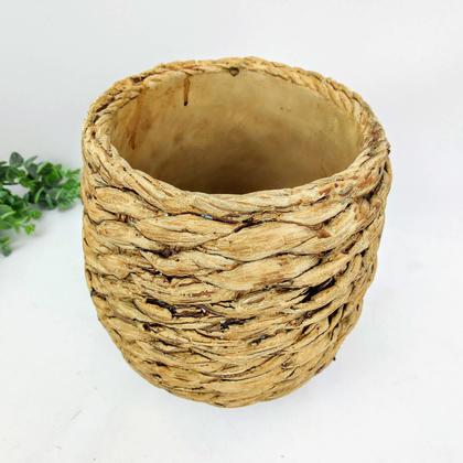 Imagem de Vaso Bege Corda De Cimento 19X21Cm Cachepot Decoração