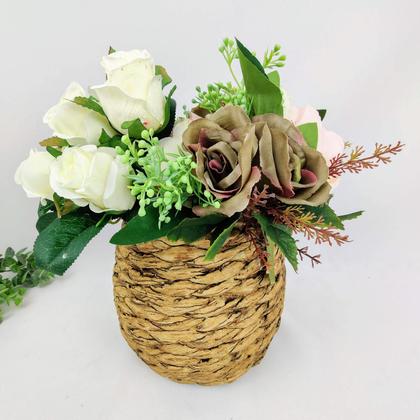 Imagem de Vaso Bege Corda De Cimento 19X21Cm Cachepot Decoração