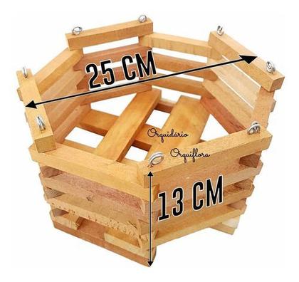 Imagem de Vaso Cachepô Cachepot De Madeira Octogonal Plantas Orquídeas