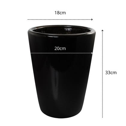 Imagem de Vaso Cachepot 33cm Tamanho P Preto Alto Brilho Pozzani