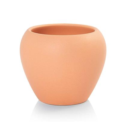 Imagem de Vaso Cachepot com Prato de Bambu Laranja Fosco Doha Pozzani