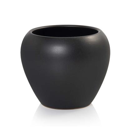 Imagem de Vaso Cachepot com Prato de Bambu Preto Fosco Doha Pozzani