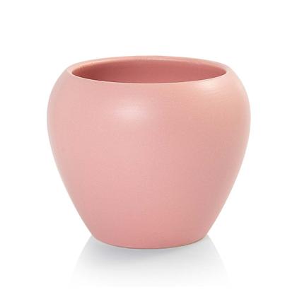 Imagem de Vaso Cachepot com Prato de Bambu Rosa Fosco Doha Pozzani