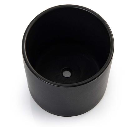 Imagem de Vaso Cachepot Cube com Prato de Bambu Preto Fosco P Cube Pozzani