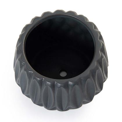 Imagem de Vaso Cachepot Geometric com Prato de Bambu Cinza Fosco Pozzani