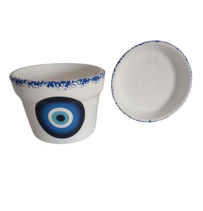 Imagem de Vaso Cachepot Olho Grego com Pratinho Decoração
