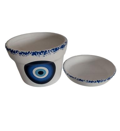 Imagem de Vaso Cachepot Olho Grego com Pratinho Decoração