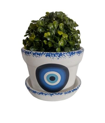 Imagem de Vaso Cachepot Olho Grego com Pratinho Decoração