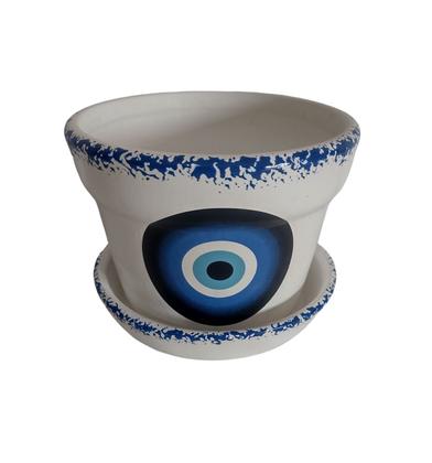 Imagem de Vaso Cachepot Olho Grego com Pratinho Decoração