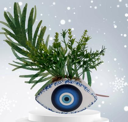 Imagem de Vaso Cachepot Olho Grego KIT 2 Peças Cerâmica