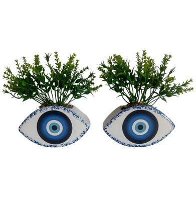 Imagem de Vaso Cachepot Olho Grego KIT 2 Peças Cerâmica