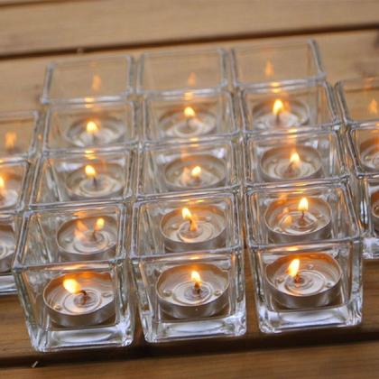 Imagem de Vaso Castiçal De Vidro Quadrado Para Vela Decorativo 70ml