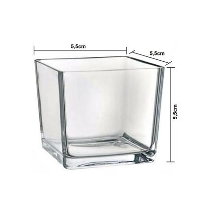 Imagem de Vaso Castiçal De Vidro Quadrado Para Vela Decorativo 70ml