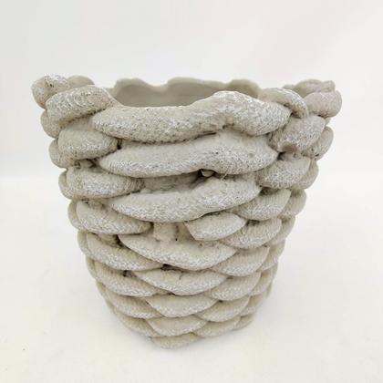 Imagem de Vaso Cinza Corda De Cimento 14x16cm Cachepot Decoração