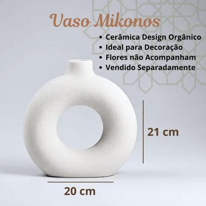 Imagem de Vaso Circular Decorativo Redondo Branco Cerâmica Moderno