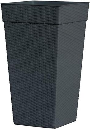 Imagem de Vaso Coluna Quadrado Rattan 17, 5L Preto Plantas Jardim - Plasmew