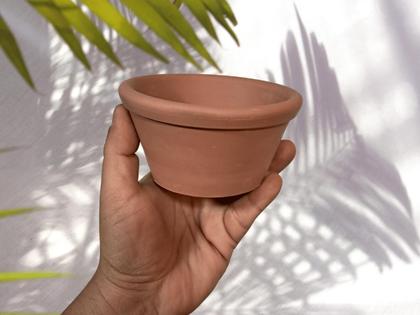 Imagem de Vaso de barro terracota n.1 p/violetas e suculentas kit 4un