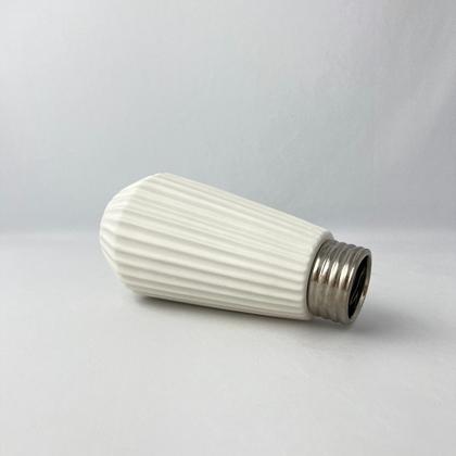 Imagem de Vaso de Cerâmica Branco 23cm Canelado Decorativo Sala Mesa 