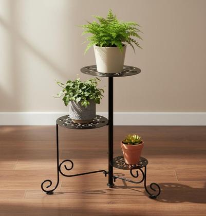 Imagem de Vaso De Chão 3 Andares Suporte Articulado Para Flores Plantas Decoração