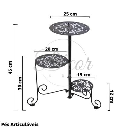 Imagem de Vaso De Chão 3 Andares Suporte Articulado Para Flores Plantas Decoração