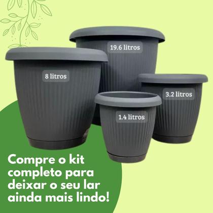 Imagem de Vaso de Flor Decorativo Planta c Prato Anti Dengue 1,4L